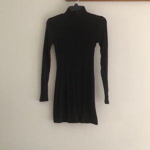 Black ribbed long sleeve dress